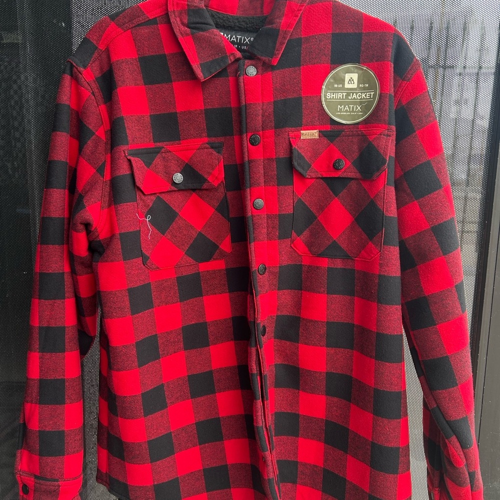 Matix Red and Black Plaid Shirt Jacket NWT